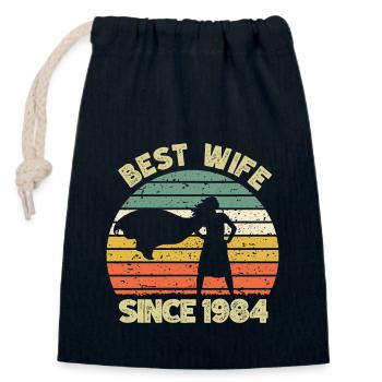 Meilleure épouse depuis 1984 - 1984 Cadeau d’anniversaire - Sac cadeau en coton avec cordon (14 x 20 cm) - bleu marine - Devant