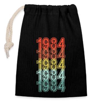 My year - 1984 - Birthday gift - Closable cotton gift bag (14x20cm) - black - Front