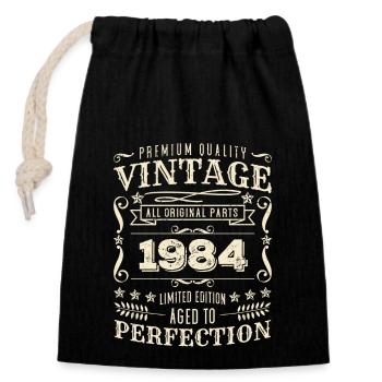 Premium quality vintage 1984 - 1984 Birthday gift - Closable cotton gift bag (14x20cm) - black - Front