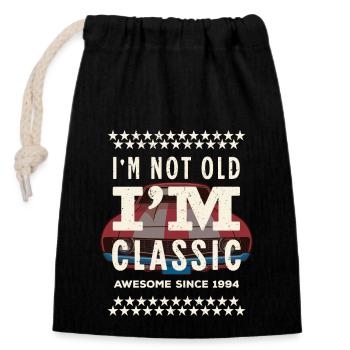 Not old - classic since 1994 - 1994 Birthday gift - Closable cotton gift bag (14x20cm) - black - Front
