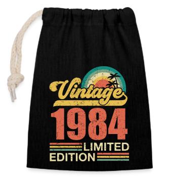 Vintage 1984 limited edition - 1984 Birthday gift - Closable cotton gift bag (14x20cm) - black - Front