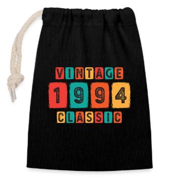 Vintage 1994 classique - 1994 Cadeau d’anniversaire - Sac cadeau en coton avec cordon (14 x 20 cm) - noir - Devant