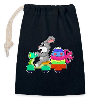 Bunny Easter Delivery Service - Closable cotton gift bag (14x20cm) - navy - Front