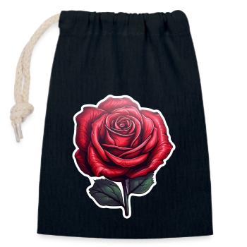 Rose red - Closable cotton gift bag (14x20cm) - navy - Front