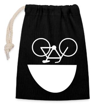 Bicycle Smile - Closable cotton gift bag (14x20cm) - black - Front