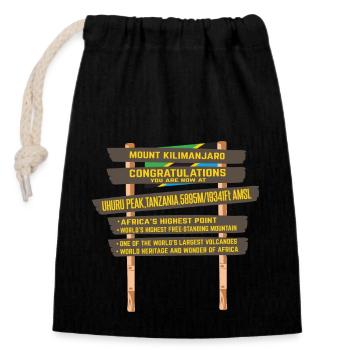 Kilimandscharo - Uhuru Peak Schild - Verschließbarer Geschenkbeutel aus Baumwolle (14x20cm) - Schwarz - Vorne