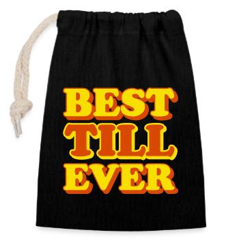 Up to the first name, funny gift - Closable cotton gift bag (14x20cm) - black - Front