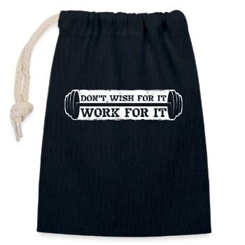 Don't Wish For It Work For It Gym Fitness Spruch - Verschließbarer Geschenkbeutel aus Baumwolle (14x20cm) - Navy - Vorne