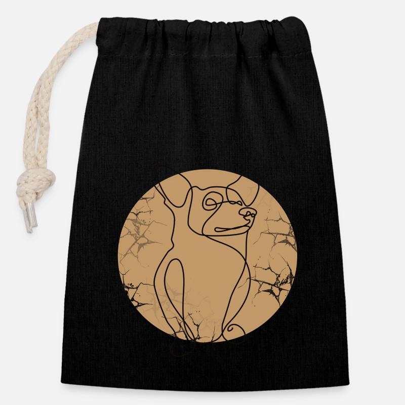CORGI - Sac cadeau en coton avec cordon (14 x 20 cm) - noir