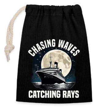 Chasing Waves Catching Rays Cruise Ship Vacation - Verschließbarer Geschenkbeutel aus Baumwolle (14x20cm) - Schwarz - Vorne