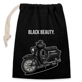 Swallow (black) // Illustration - Closable cotton gift bag (14x20cm) - black - Front