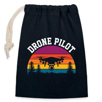 Pilote de drone - Sac cadeau en coton avec cordon (14 x 20 cm) - bleu marine - Devant