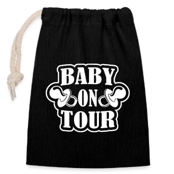 Baby on Tour - Closable cotton gift bag (14x20cm) - black - Front