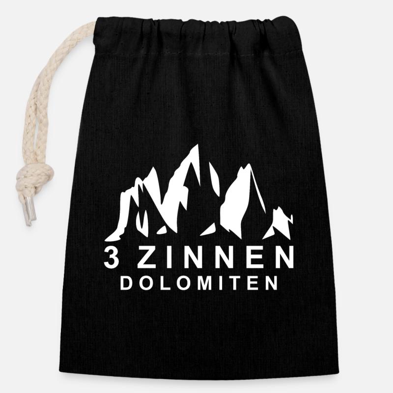Three Peaks Dolomites - Closable cotton gift bag (14x20cm) - black