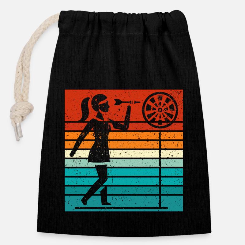 Dartspielende Damen - Cooles Geschenk - Verschließbarer Geschenkbeutel aus Baumwolle (14x20cm) - Schwarz