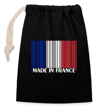 Frankreich, Made in France - Verschließbarer Geschenkbeutel aus Baumwolle (14x20cm) - Schwarz - Vorne