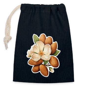 Mandeln umrahmen eine Mandelblüte - Verschließbarer Geschenkbeutel aus Baumwolle (14x20cm) - Navy - Vorne