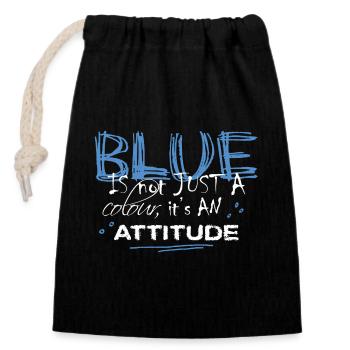 BLUE is an ATTITUDE (blue) - Closable cotton gift bag (14x20cm) - black - Front