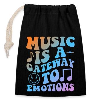 Music Is A Gateway To Emotions - Verschließbarer Geschenkbeutel aus Baumwolle (14x20cm) - Schwarz - Vorne