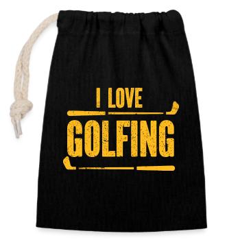 Golf - Golfclub Goldspieler Birdie Elite Luxus - Verschließbarer Geschenkbeutel aus Baumwolle (14x20cm) - Schwarz - Vorne