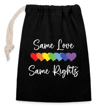 LGBTQ Pride Month - Gleiche Liebe, gleiche Rechte - Verschließbarer Geschenkbeutel aus Baumwolle (14x20cm) - Schwarz - Vorne