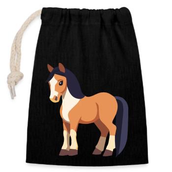 Cute Horse - Closable cotton gift bag (14x20cm) - black - Front