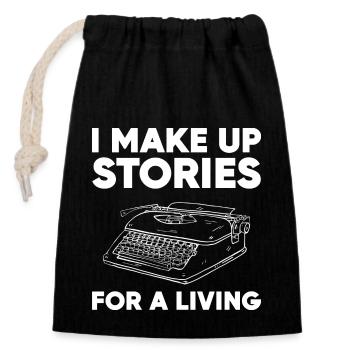 Author - Closable cotton gift bag (14x20cm) - black - Front