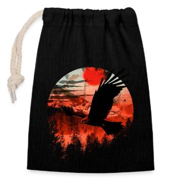 Oiseau de proie rouge de Milan - Sac cadeau en coton avec cordon (14 x 20 cm) - noir - Devant