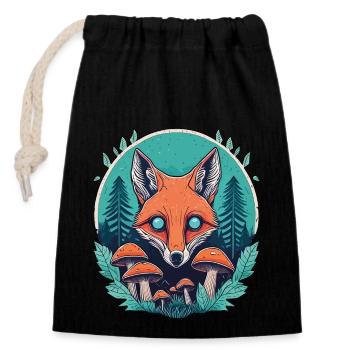 Enchanted Forest Fox Illustration - Mystical Natur - Verschließbarer Geschenkbeutel aus Baumwolle (14x20cm) - Schwarz - Vorne