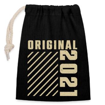 Original 2021 Authentic 2021 Vintage Bursdag - Closable cotton gift bag (14x20cm) - black - Front