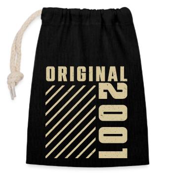 Original 2001 Authentic 2001 Vintage Bursdag - Closable cotton gift bag (14x20cm) - black - Front