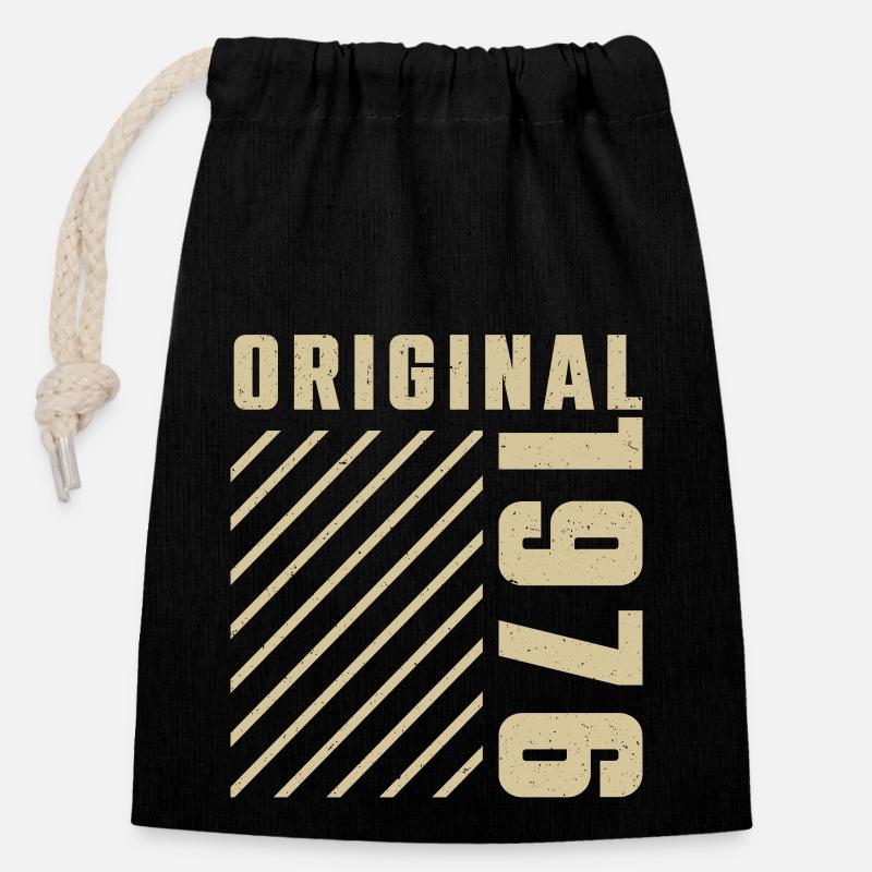 Original 1976 Authentic 1976 Vintage Bursdag - Sac cadeau en coton avec cordon (14 x 20 cm) - noir