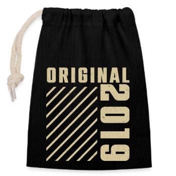 Original 2019 Authentic 2019 Vintage Bursdag - Closable cotton gift bag (14x20cm) - black - Front