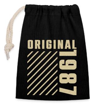 Original 1987 Authentic 1987 Vintage Bursdag - Closable cotton gift bag (14x20cm) - black - Front