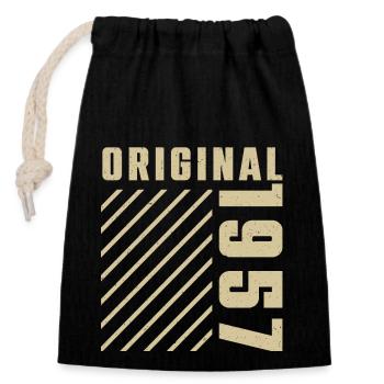 Original 1957 Authentic 1957 Vintage Bursdag - Closable cotton gift bag (14x20cm) - black - Front