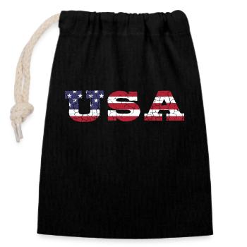 Les États-Unis aux couleurs du drapeau américain drapeau - Sac cadeau en coton avec cordon (14 x 20 cm) - noir - Devant