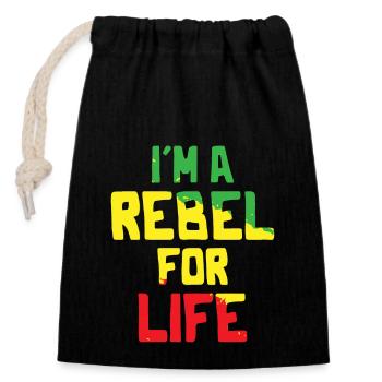 Reggae Music - I´m a Rebel for Life - Verschließbarer Geschenkbeutel aus Baumwolle (14x20cm) - Schwarz - Vorne