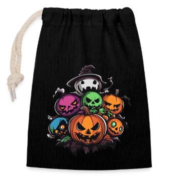 Halloween Party Figuren - Verschließbarer Geschenkbeutel aus Baumwolle (14x20cm) - Schwarz - Vorne