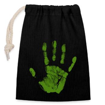 Empreinte de main peinte identité doigts et vert palmier - Sac cadeau en coton avec cordon (14 x 20 cm) - noir - Devant