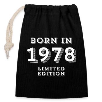 1978, born in 1978, année de naissance - Sac cadeau en coton avec cordon (14 x 20 cm) - noir - Devant