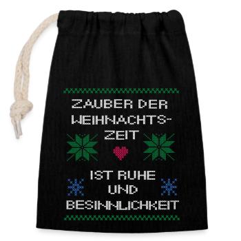 Weihnachten Noël laid - Sac cadeau en coton avec cordon (14 x 20 cm) - noir - Devant