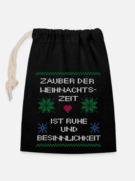 Weihnachten Ugly Christmas - Verschließbarer Geschenkbeutel aus Baumwolle (14x20cm) - Schwarz
