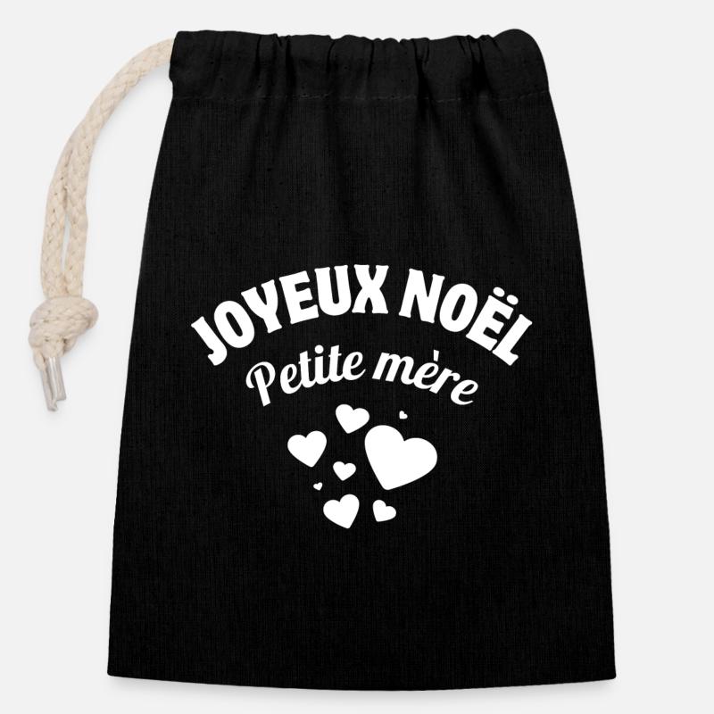 joyeux noël petite mère, Noël - Sac cadeau en coton avec cordon (14 x 20 cm) - noir