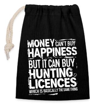 Hunting licenses make you happy - Closable cotton gift bag (14x20cm) - black - Front