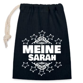 Mädchen Sarah - Verschließbarer Geschenkbeutel aus Baumwolle (14x20cm) - Navy - Vorne