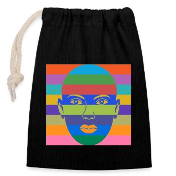 Le pouvoir des filles coloré - Sac cadeau en coton avec cordon (14 x 20 cm) - noir - Devant