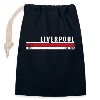 Liverpool - Angleterre Vibrant Heritage Gift pour le Royaume-Uni - Sac cadeau en coton avec cordon (14 x 20 cm) - bleu marine - Devant