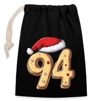 94 Number Christmas Cookie - Closable cotton gift bag (14x20cm) - black - Front