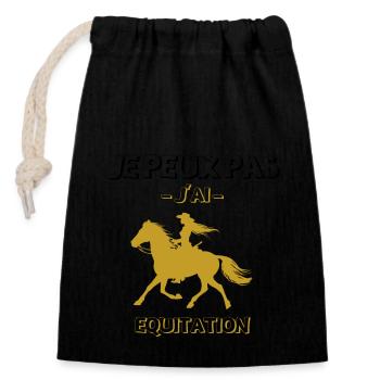 I can't ride - Closable cotton gift bag (14x20cm) - black - Front