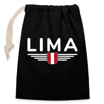Lima Design – Experience Peru's Capital - Closable cotton gift bag (14x20cm) - black - Front
